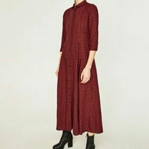 Zara | Buffalo Plaid | Maxi Shirt Dress | Size Large